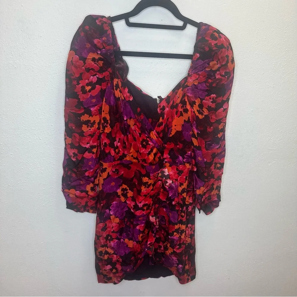 NWT SAYLOR Alouette Painterly Poppy Floral Mini Sweetheart Dress Size Medium - Picture 4 of 14